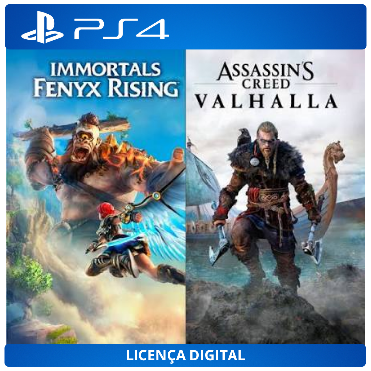 Pacote Assassin's Creed Valhalla + Immortals Fenyx Rising - Licença Digital de Uso | PlayStation 4